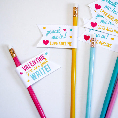 Printable Valentine Pencil Flags